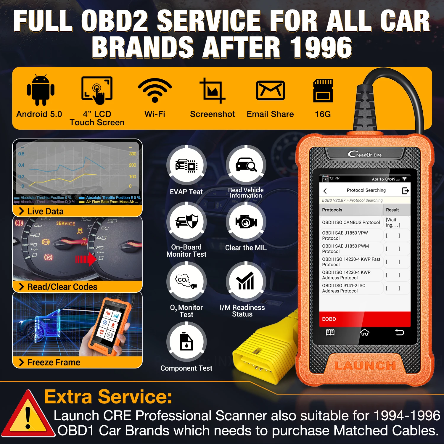 LAUNCH X431 Elite OBD2 Full System Diagnostic Tools Automotive Scanner Active Test Coding 31+ Reset For Audi For Benz For BMW