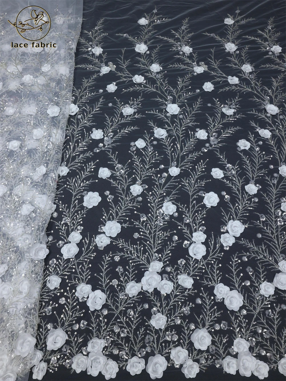 African 3D Lace Fabric new 5 2025 Yards 2023 High Quality Beaded Lace Embroidered French Nigerian Sequins Lace Fabric For Wedding Party