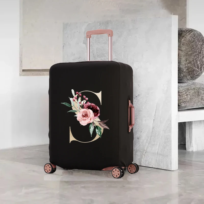 Gold Letter Luggage Cover Thicker Elastic Suitcase Cover Protector Apply To 18''-32'' Suitcase Cover Travel Accessories Luggage