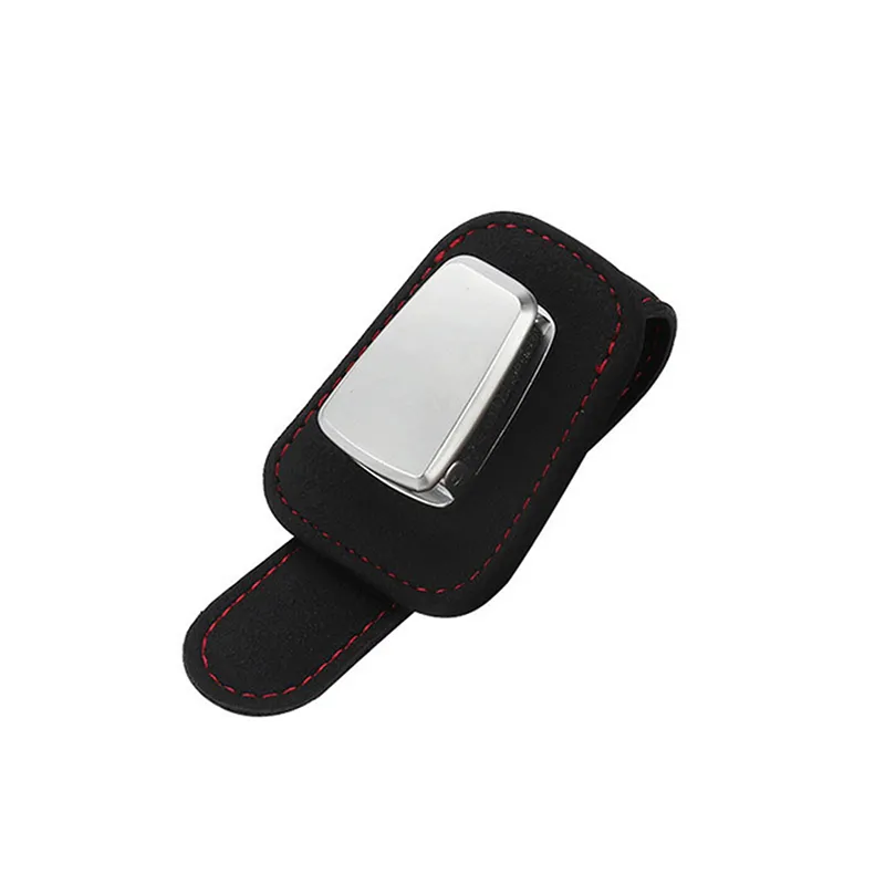 Portable Car Glasses Cases Ticket Card Clamp Car Sun Visor Leather Metal Sunglasses Holder Luxury Auto Universal Accessories