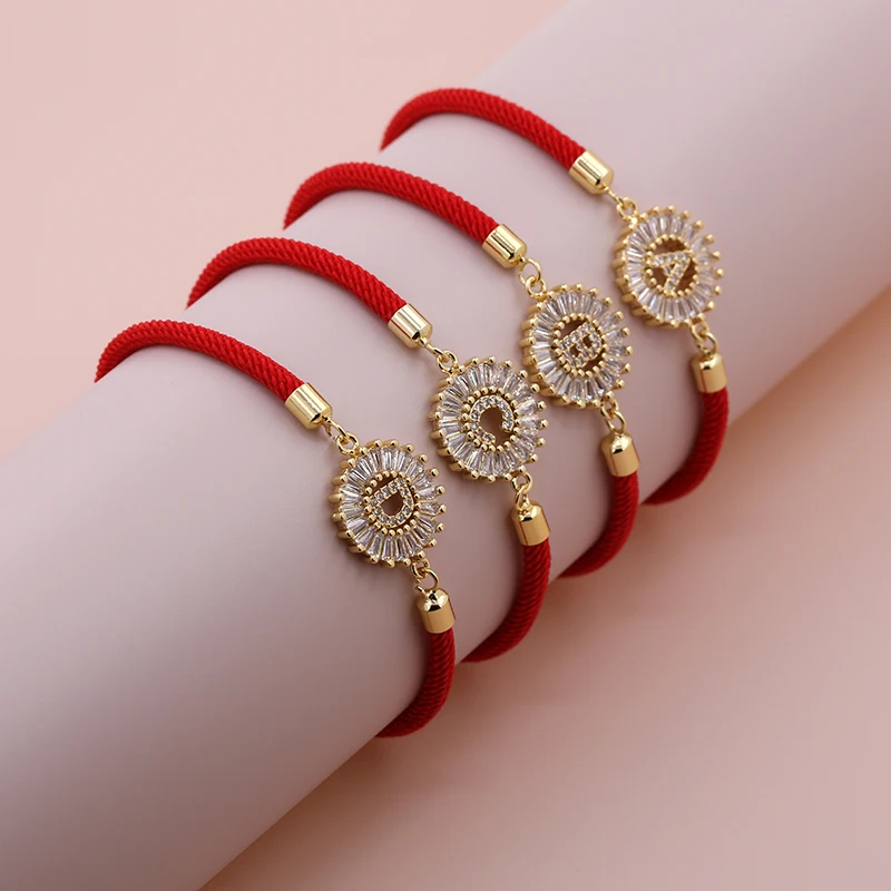 2024 Simpel New Classic A-Z Heart Initial Letter Bracelet Women Adjustable Red Rope Bracelet For Women Jewelry Gift