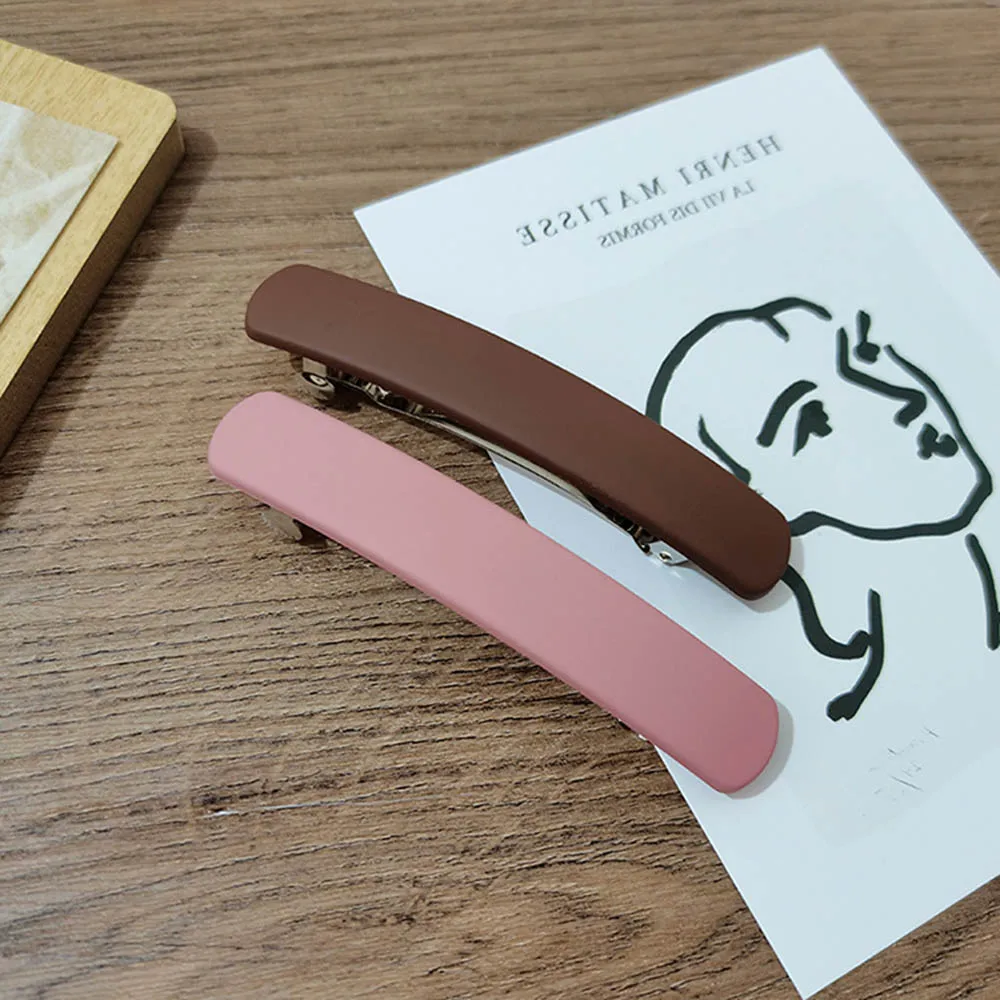 new Women Simple Solid Bar Shape Hair Clip Matt Color Acrylic Barrette 2025 Geometric Hair Pin Grip Elegant Hair Holder Accessories