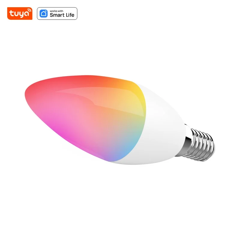 Tuya Smart Home WiFi LED Light Candle C37 Lamp E14 100-240V 5W WiFi Light Bulb Smart Light Bulb Work With Alexa Google Assistant