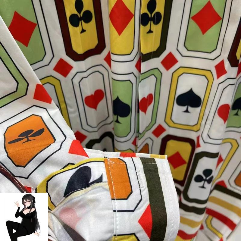Colorful Poker Style Pattern Striped Hawaiian Loose Shirts Men Women Summer Holiday Seaside Clothes 240523