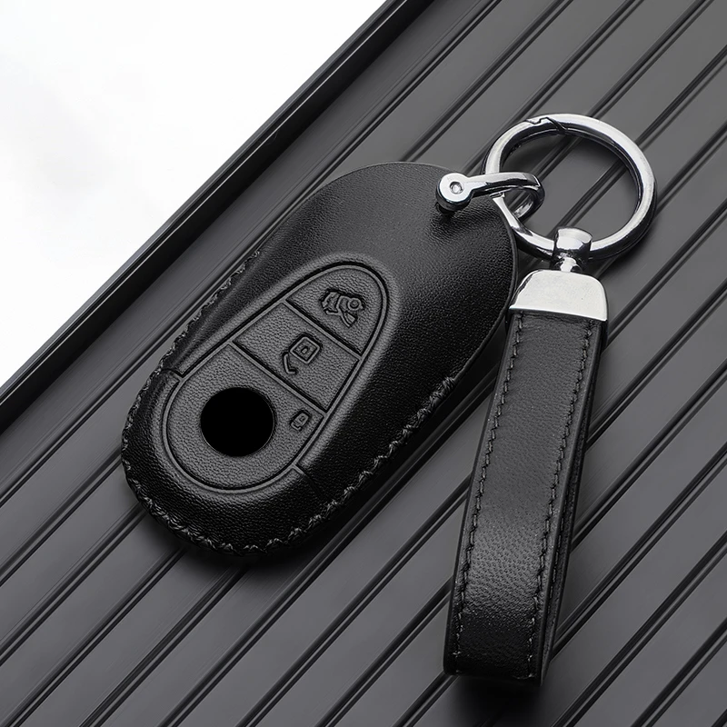 Leather Car Key Case Remote Cover Shell Bag Holder Fob For Mercedes Benz A B C E S Class S400L CLA CLS GLC GLE GLS EQE EQS AMG