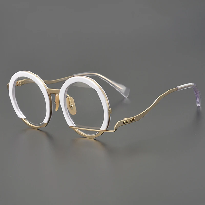 Retro glasses frame men top quality pure alloy tideway optical eyewear Myopia reading women round personalized eyeglasses