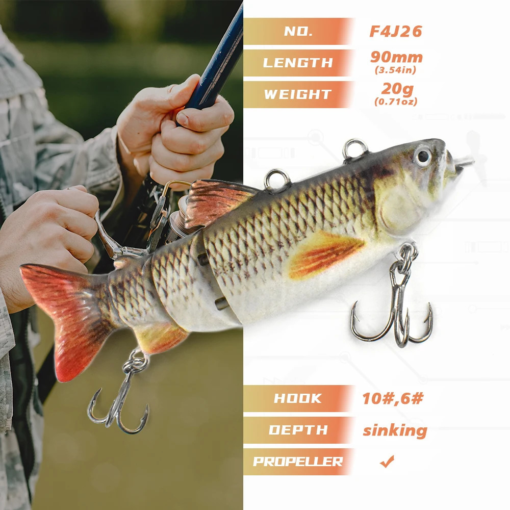 90mm mini Automatic Swimming Robotic Electric Fishing Lure Multi Jointed Bait Auto Swimbait USB LED Light Wobbler for pike 240517