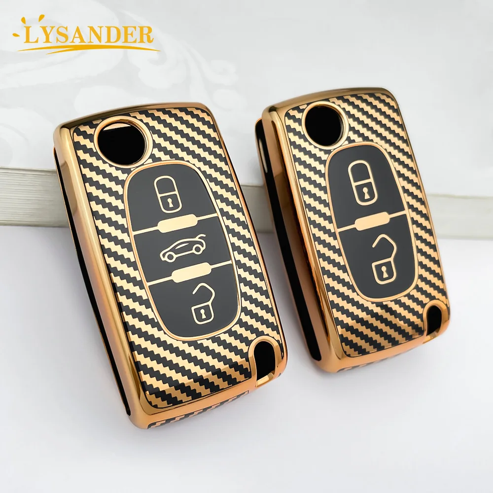 New TPU Car Key Case Cover Shell Fob For Peugeot 207 307 308 407 408 3008 5008 RCZ Partner For Citroen Berlingo C2 C3 C4 C5 C8
