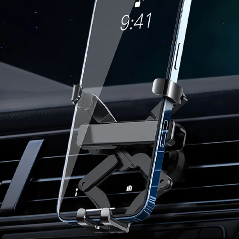 SEAMETAL Foldable Car Phone Holder Air Vent Gravity Phone Mount Tiny Design Stable Hook Smartphone Support One Hand Operation