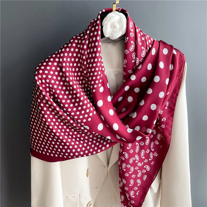 Silk Square Scarf Women Print Hijab Shawls Wraps Bandana new 2025 Female Foulard Headbands Muslim Headscarves Bufanda