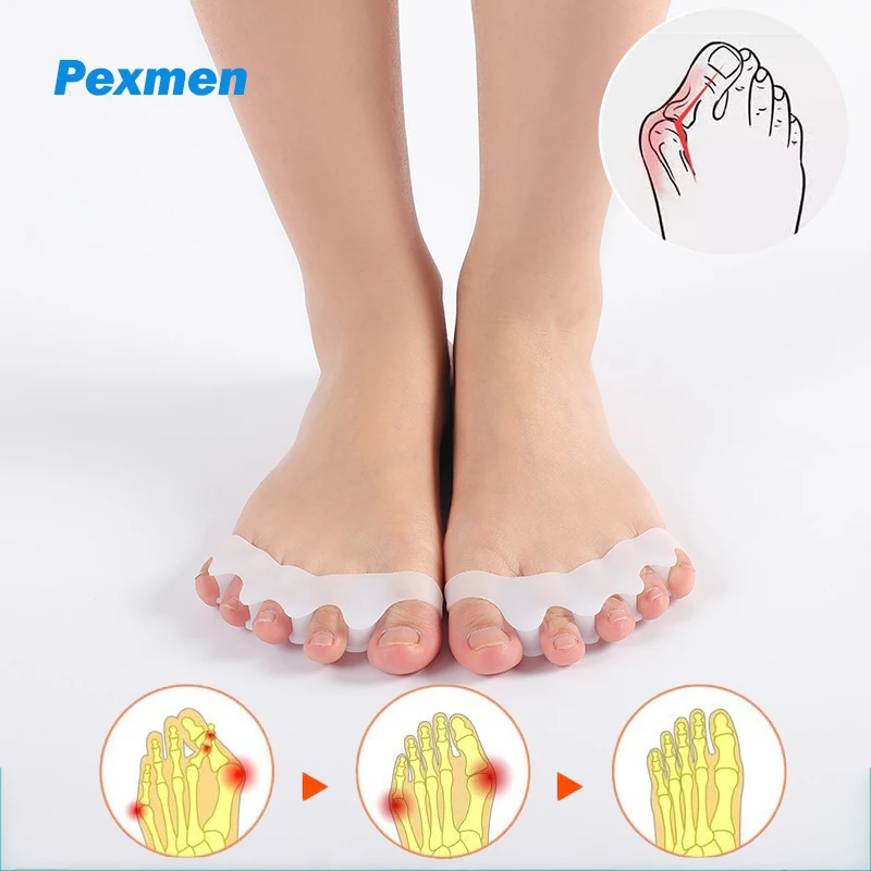 new Pexmen 2Pcs Toe Separator Spacers Toe Straightener Bunions and Restore Toes to Their Original Shape 2025 for Men and Women