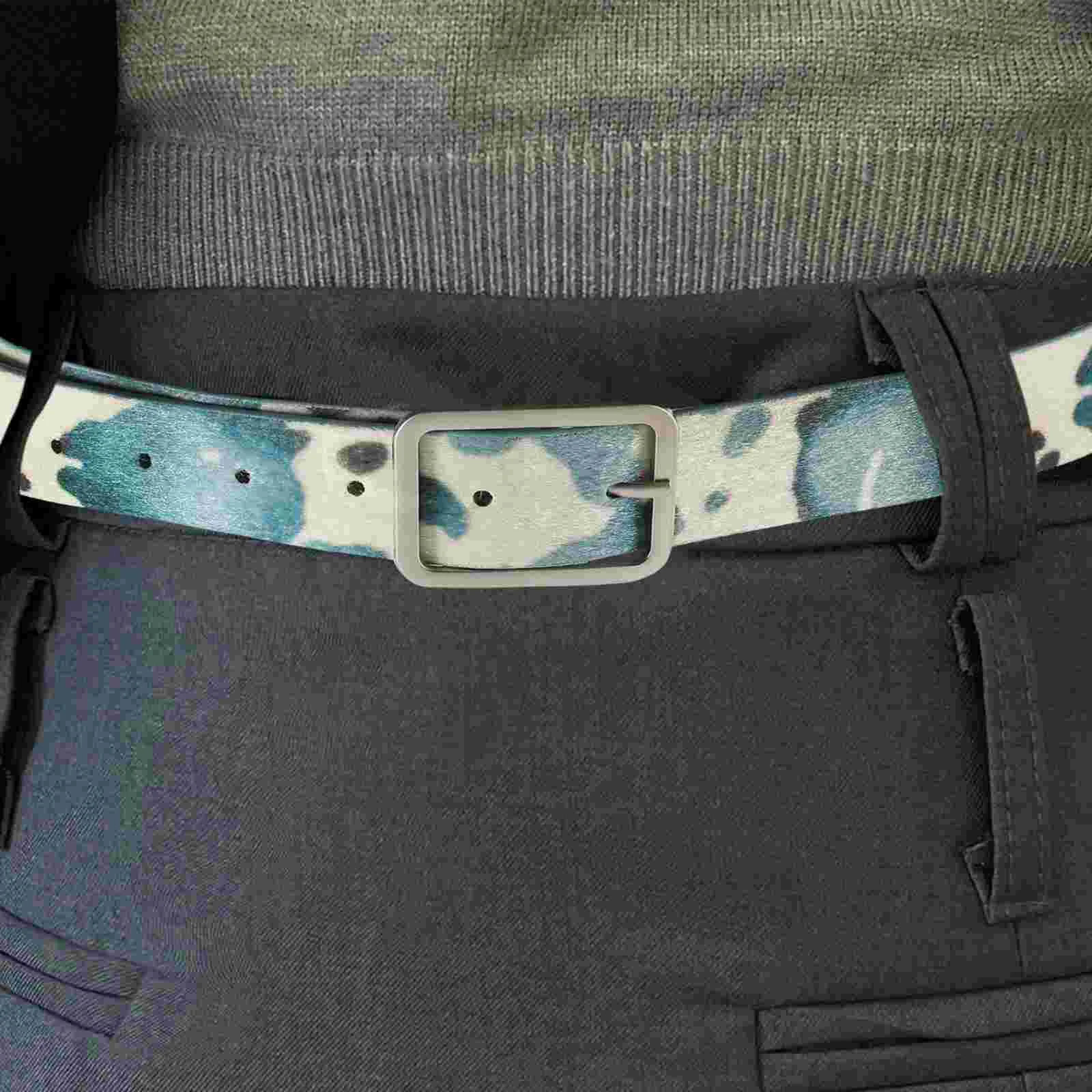 Cow Print Belt Adjustable Pants Belt Western Belt Women Animal Print Belt for Women