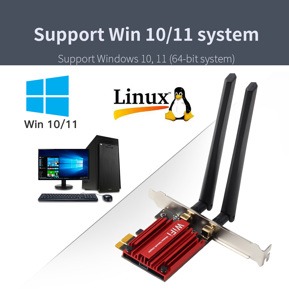 Wifi Adapter 1200Mbps Bluetooth 4.2 M.2 Interface to PCI-E Adapter 2.4G/5G Dual Band Intel 7265 PC Fast Network Card
