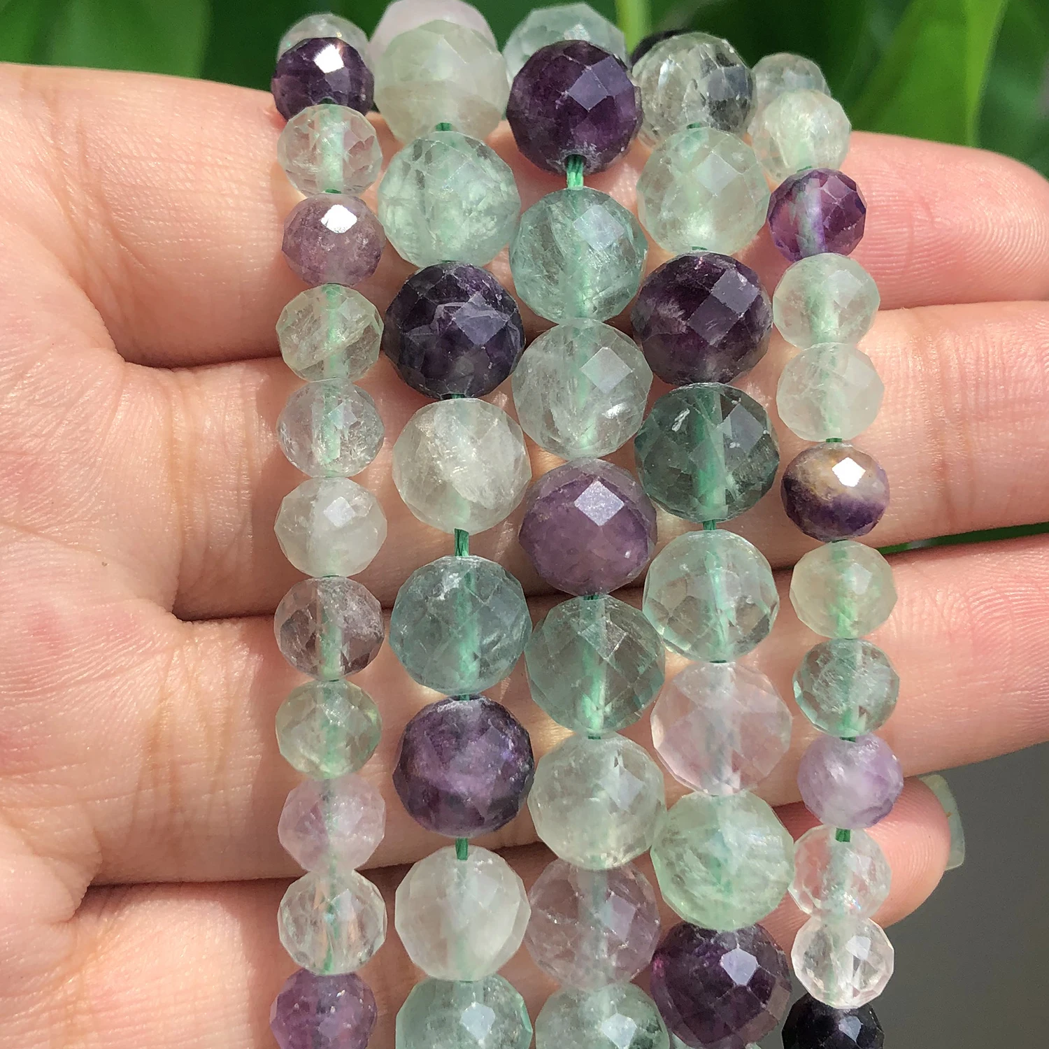 Faceted Colorful Fluorite Beads Natural Stone Loose Spacer new Round Beads for 2025 Jewelry Making DIY Handmade Bracelet Accessories