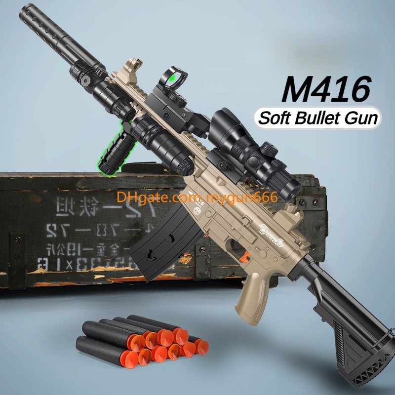 M416 Soft Bullets Toy Gun Manual Shell Ejected Launcher Outdoor Cs Pubg Game Prop Foam Dart Look Real Moive Prop Collection Birthday Gifts for Boys Fi