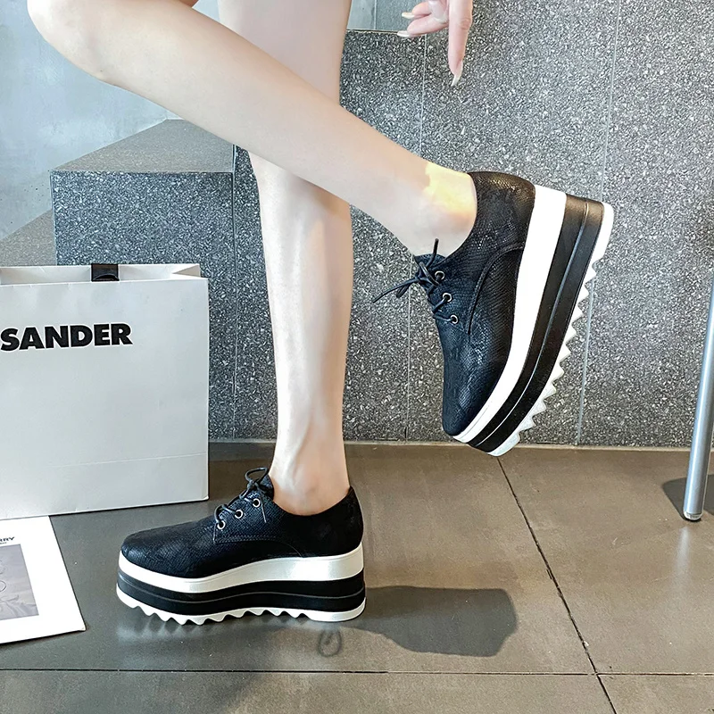 COOTELILI 2024 New Ladies Shoes Woman Pumps Women Sneakers Platform Shoes Heels Slip On Round Toe 6cm Heel Plus Size 40 41 42