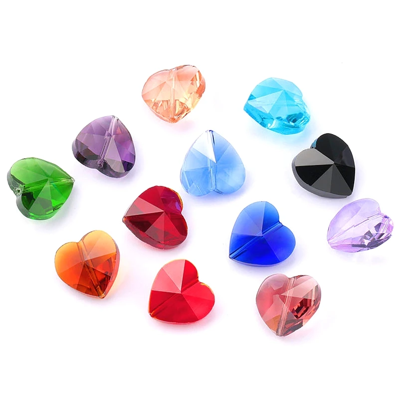 14mm 28pcs/pack crystal Heart shape beads Austria glass charms beads Pendant Rhinestone for Jewelry accessories Earring making