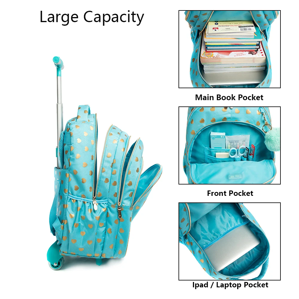 Children School Rolling Backpack Bag School Wheeled Backpack for Girls 2025 SchooTrolley Bag Wheels Kids new Travel Lage Trolley Bags