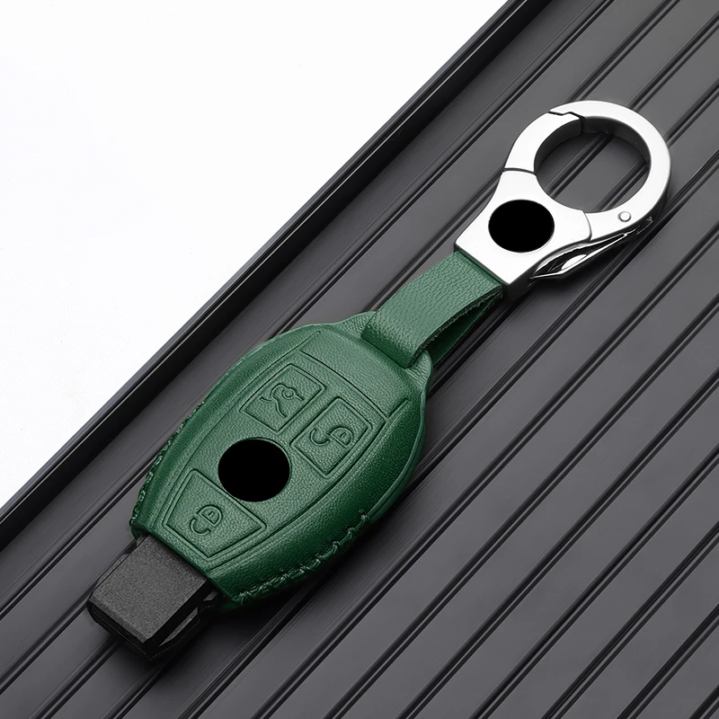 Leather Car Key Case Remote Cover Shell Bag Holder Fob For Mercedes Benz A B C E S Class S400L CLA CLS GLC GLE GLS EQE EQS AMG