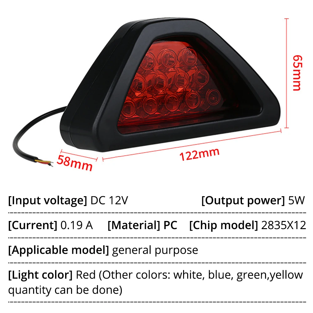 Car and Motorcycle 2835 12V LED Brake Strobe flash Warning Tail Pilot Light turn Signal Bright Rear Fog Lamp Triangle Red Led