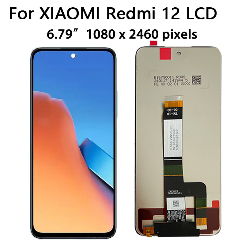 6.79'' Original For Xiaomi Redmi 12 LCD 23053RN02A Display Touch Screen Panel Digitizer For Redmi12 Display Frame