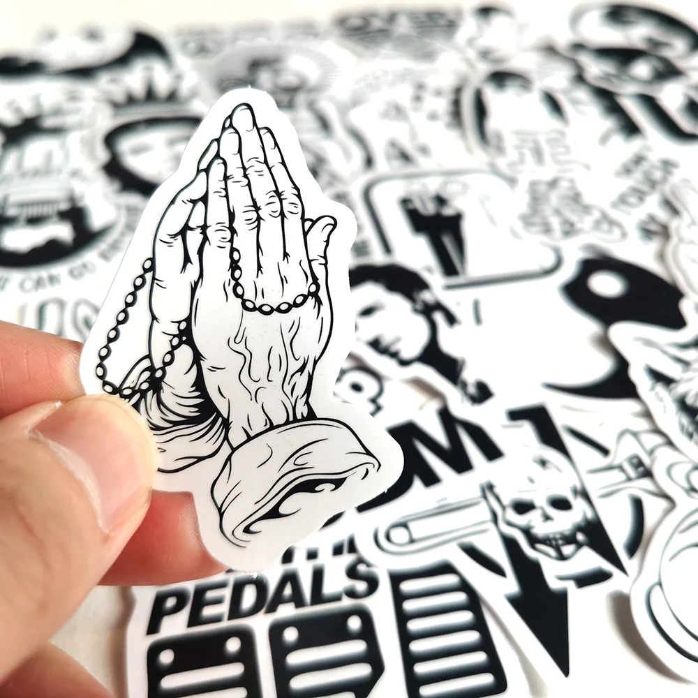 50pcs Funny Black White Stickers Laptop Skateboard Car Motorcycle Bike new 2025 Bumper Helmet Bottle Guitar Vinyl Decal Sticker Bomb