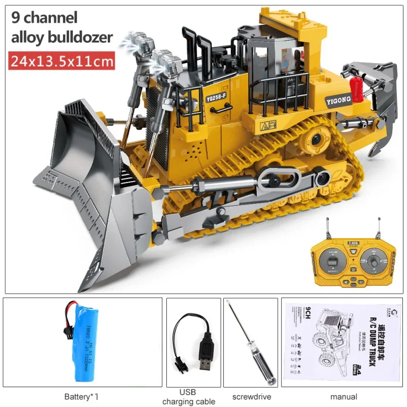 2.4G RC Excavator Remote Control Electric Car Toys Dump Truck Bulldozer Engineering Vehicle Christmas Birthday Boy Girl Kid Gift
