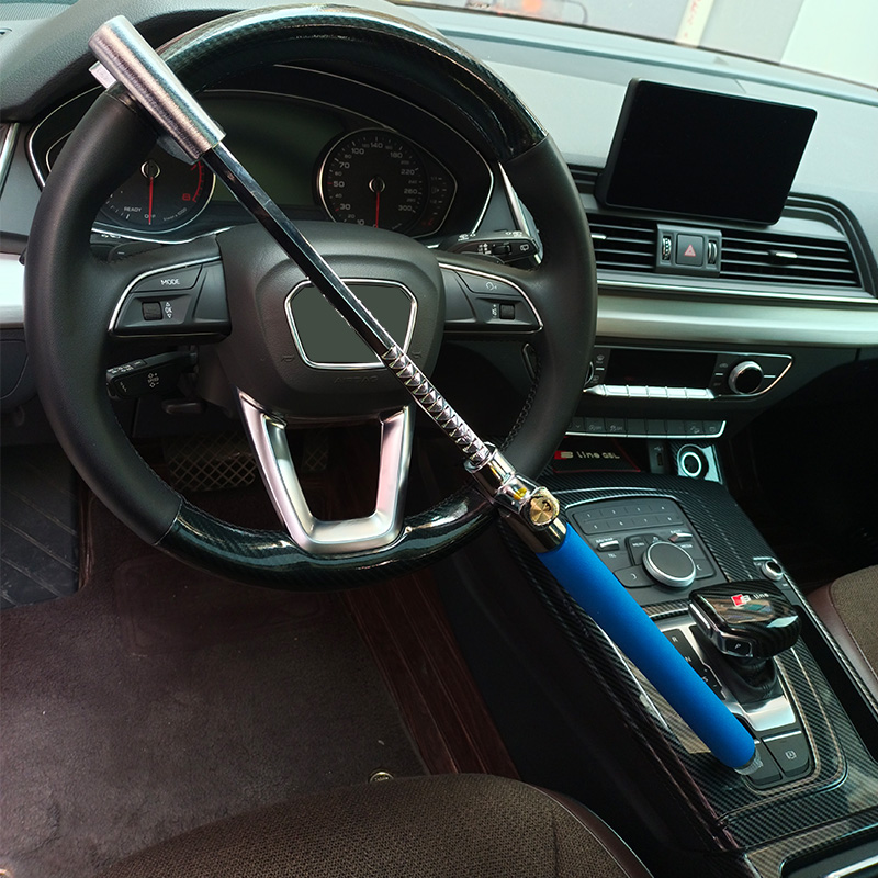 Car Steering Wheel Lock Universal Car Lock Anti Theft Lock Blue With 3 Keys Collapsible Safety Accessory For Auto Truck SUV Van