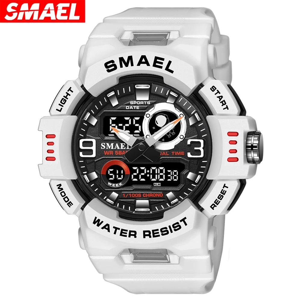 SMAEL Sport Watch new for Men LED Light Alarm Digital Clock 2025 Dual Time Display Auto Date Backlight Youth Quartz Wristwatches Male