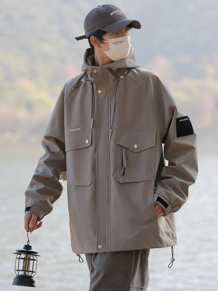 2024 Spring Jacket Mens Korean Fashion Unisex Hooded Windproof Machine Multi Pocket Casual Jacket Large Coat Plus Size 8XL 240516
