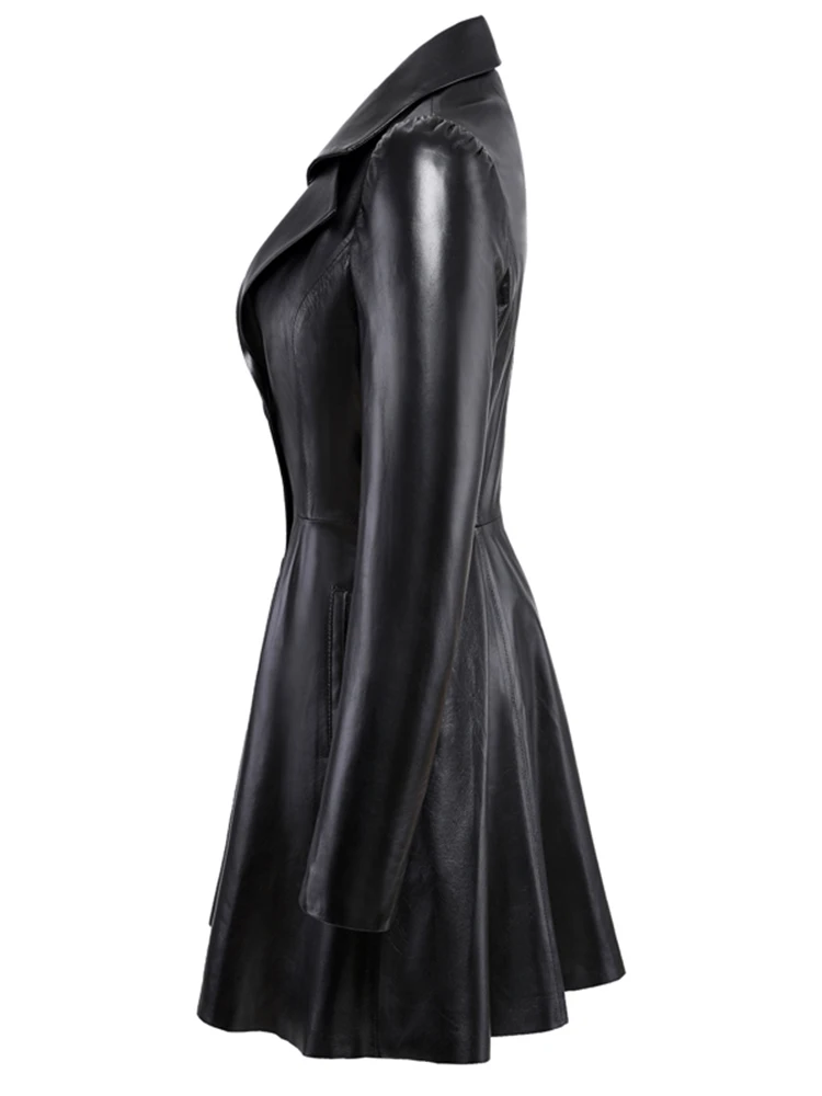 Nerazzurri Autumn Black Red Faux Leather Coat Blazer Women Notched Collar Puff Sleeve Skirted Luxury Elegant Chic Clothes 2023