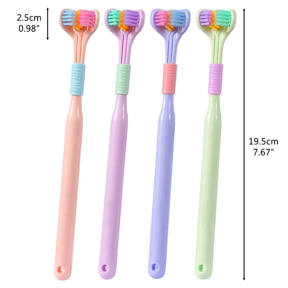 3 Head Toothbrush Adult Soft and Gentle Bristle Toothbrush Deeply and Thoroughly Triple Cleaning from Multiple Angles Oral Care