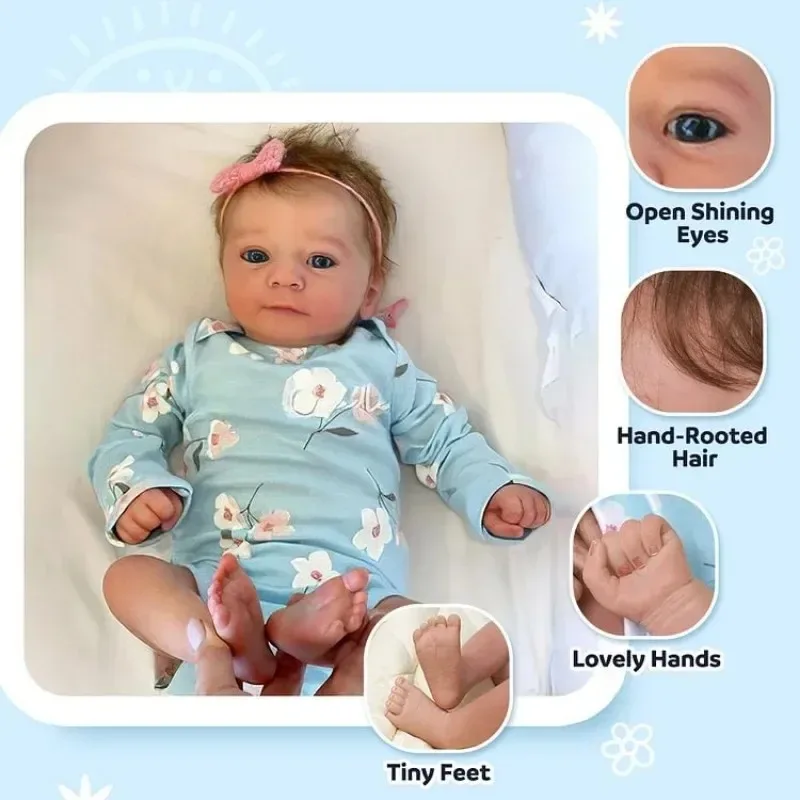 18 Inch Silicone Baby Reborn Dolls Real Lifelike Cute Eyes Opened Reborn Newborn Baby Doll Named Sum Girl Reborn Baby