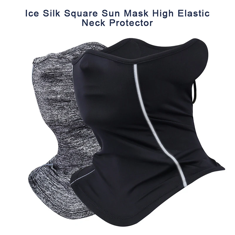 1PC Summer Sunscreen Reflective Night Riding Half Face Mask Unisex Ice Silk Dust-proof Neck Collar Sports Full Head Cold Scarf