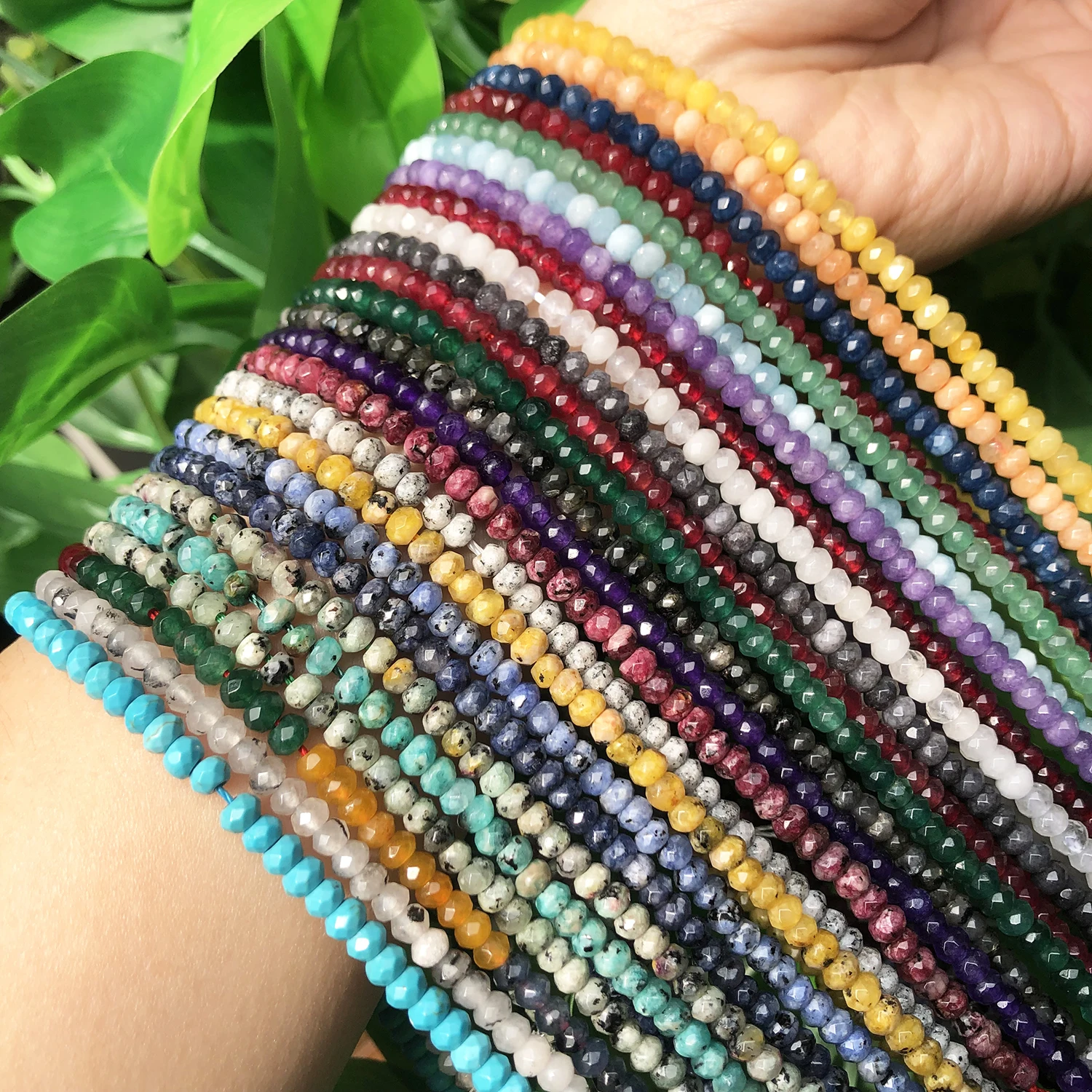 3x5mm Faceted Natural Rondelle Stone Beads Red Rubys Aquamarines Sapphires Beads for Jewelry Making Diy Bracelet Accessories