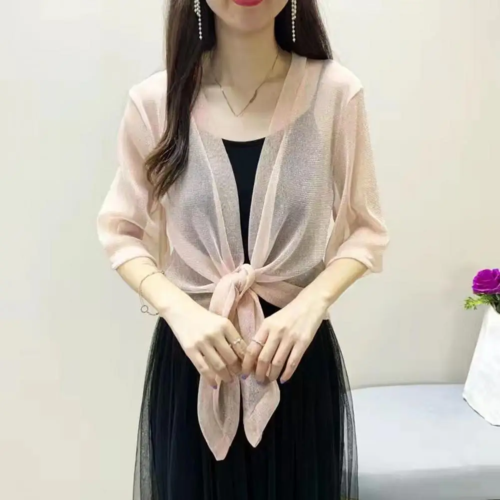 Women Summer Blouse Half Sleeves Cardigan Pure Color Women Summer Coat Comfortable Women Summer Cardigan Female Clothes