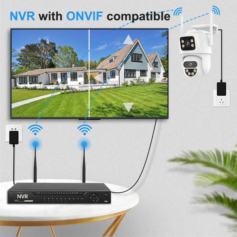 PTZ Camera WiFi 4K 9MP HD Outdoor IP Camera Dual Lens Dual Screen Video Surveillance CCTV Camera Human Detect Support Alexa
