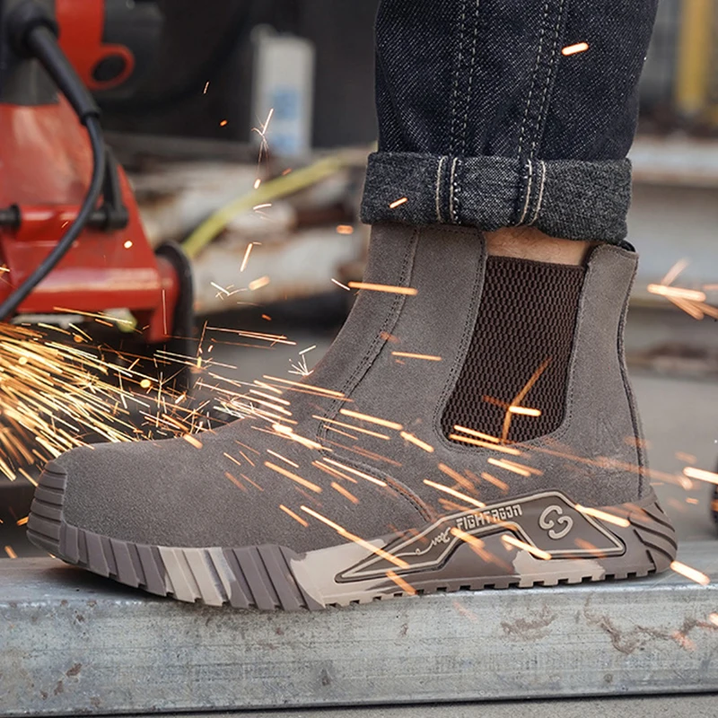 Waliantile Welding Safety Boots For Men Anti-smashing Industrial Work Shoes Male Puncture Proof Steel Toe Indestructible Boot