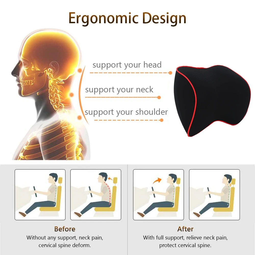 Car Seat Headrest Neck Pillow Auto Neck Support Memory Foam Soft Breathable Head Pillows Neck Pain Relief Univesal Car Accessory