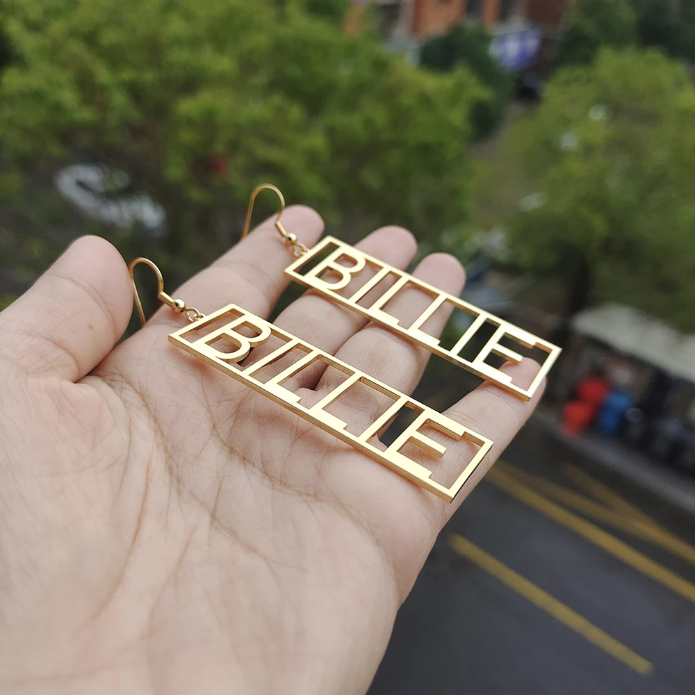 50mm-100mm Custom Name Earrings Customize 2025 Name Earrings Personality Big Brand Earring Rectangular Earrings for new Women's Jewelry