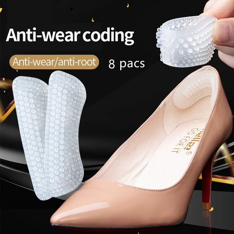 4Pairs Soft Silicone 2025 Insoles Heel Stickers Antislip Wearresistant Foot Heel Posts Half Yard Pad new Fit Massage Pain Relief