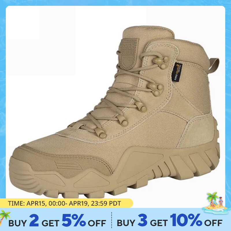 FREE SOLDIER Waterproof Hiking Work Boots Men's Tactical Boots Lightweight Military Boots Breathable Desert Boots