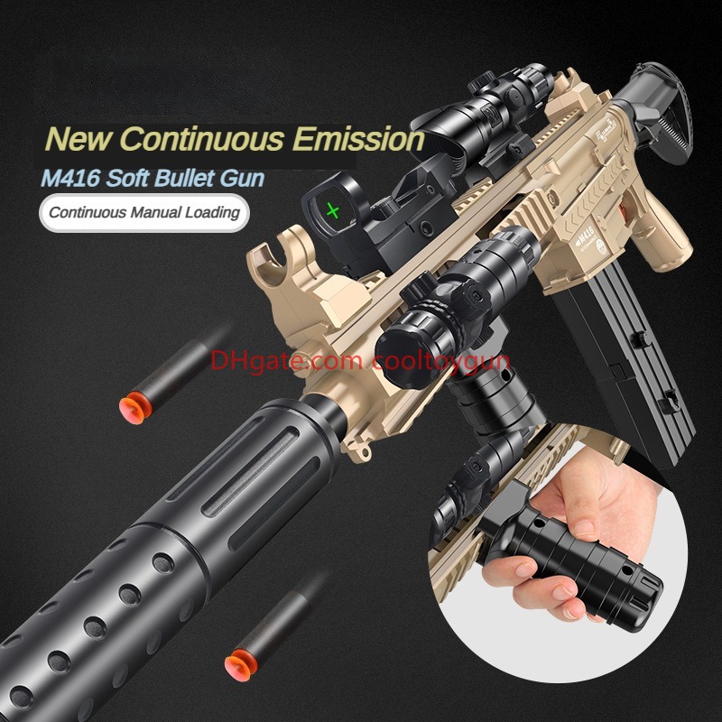 M416 Soft Bullets Toy Gun Manual Shell Ejected Launcher Outdoor Cs Pubg Game Prop Foam Dart Look Real Moive Prop Collection Birthday Gifts for Boys Fi