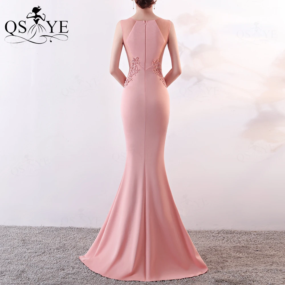 Pink Bridesmaid Dresses Illusion Waist Beaded new Appliques Lace Evening 2025 Prom Gown Sleevelesss Long Fit Satin Formal Party Gown