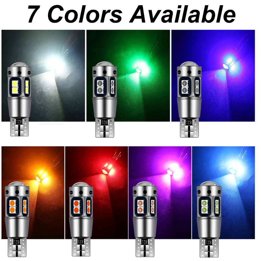 ASLENT 2PCS High Quality T10 W5W 168 192 Led Tail Light 3030 10smd 12V 2025 new Car Led Auto Lamp CANBUS NO Error Car Marker Parking Bulb