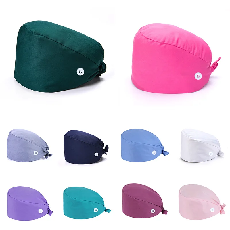 Solid Scrubs Caps Pet Grooming Agency Work Scrubs Beauty Work Hats Lab Uniform Nursing Surgery Nurse Surgical Hat For Men Women