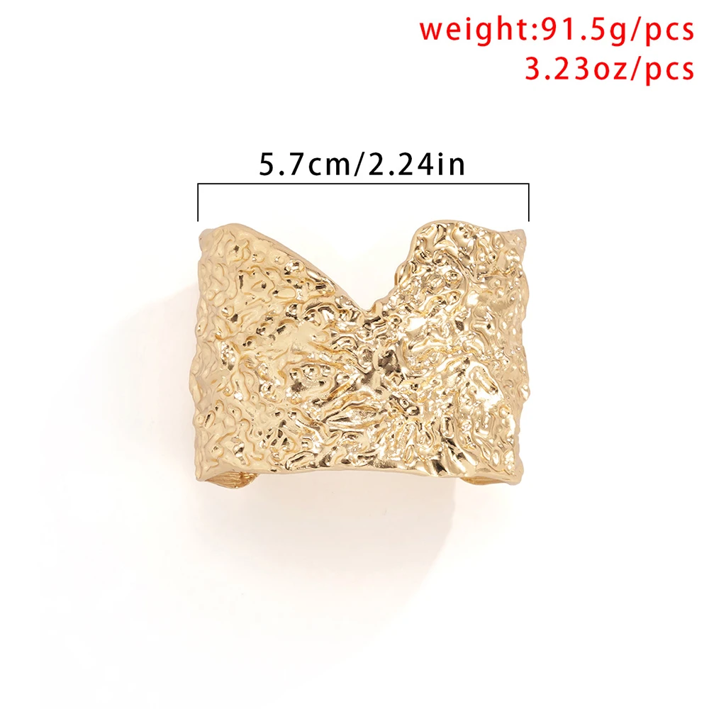 Trendy Punk Gold Color Metal V-Notched Bracelets For Women Hip Hop Personality Irregular Opening Handpiece Bangle Jewelry