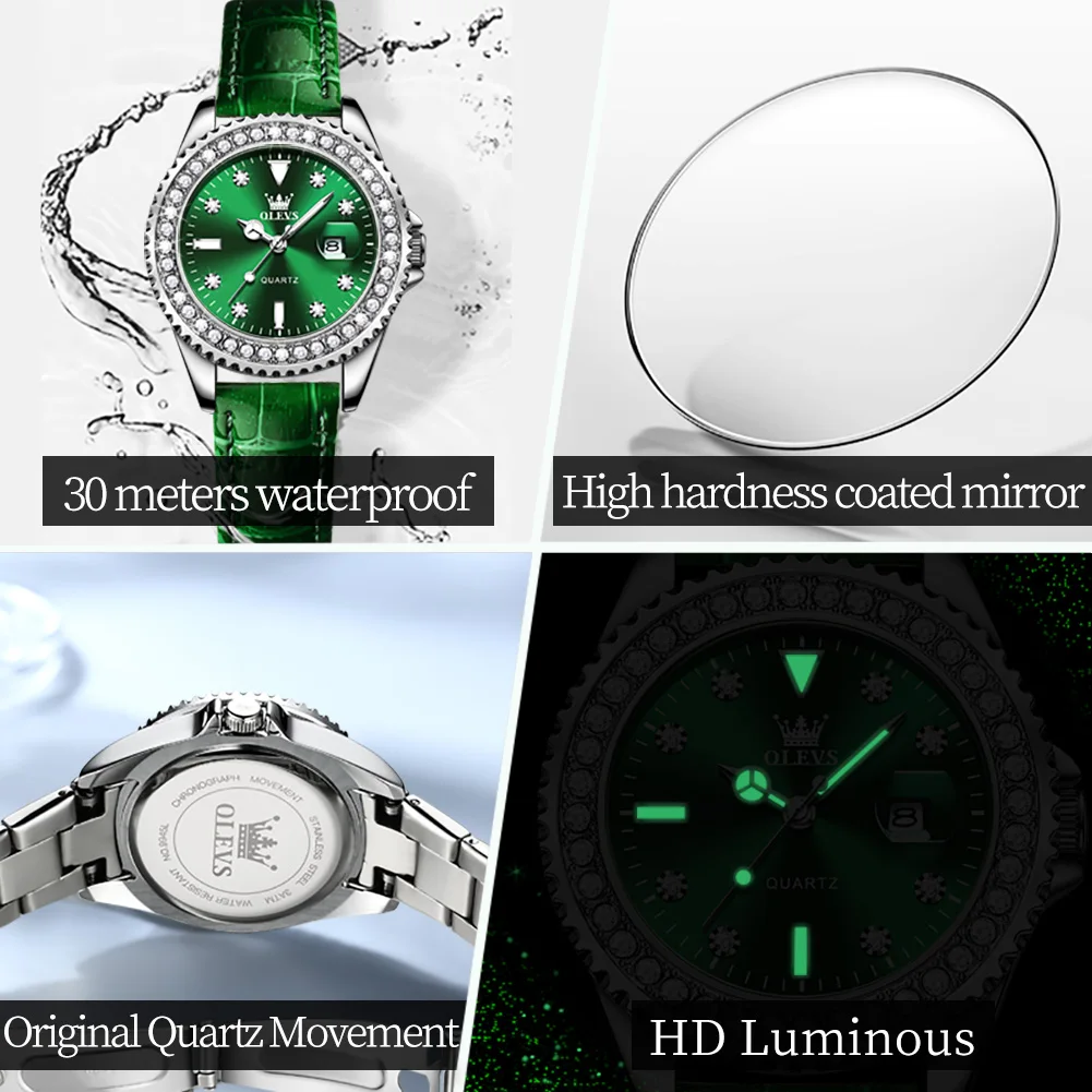 OLEVS 2025 Women's Watches Top Brand new Original Quartz Ladies Watch Bezel Dia Wristwatch Waterproof Enlarge Date New Arrival
