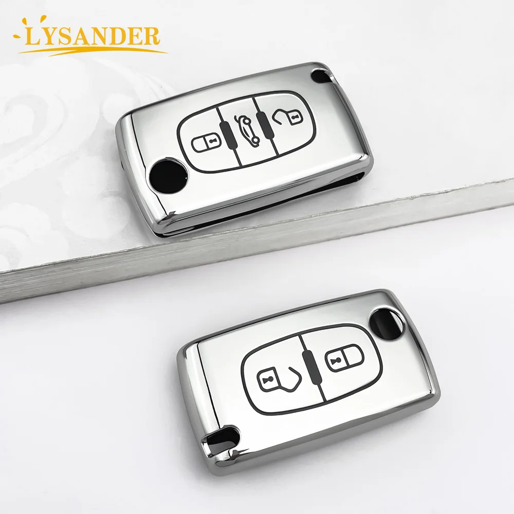 New TPU Car Key Case Cover Shell Fob For Peugeot 207 307 308 407 408 3008 5008 RCZ Partner For Citroen Berlingo C2 C3 C4 C5 C8