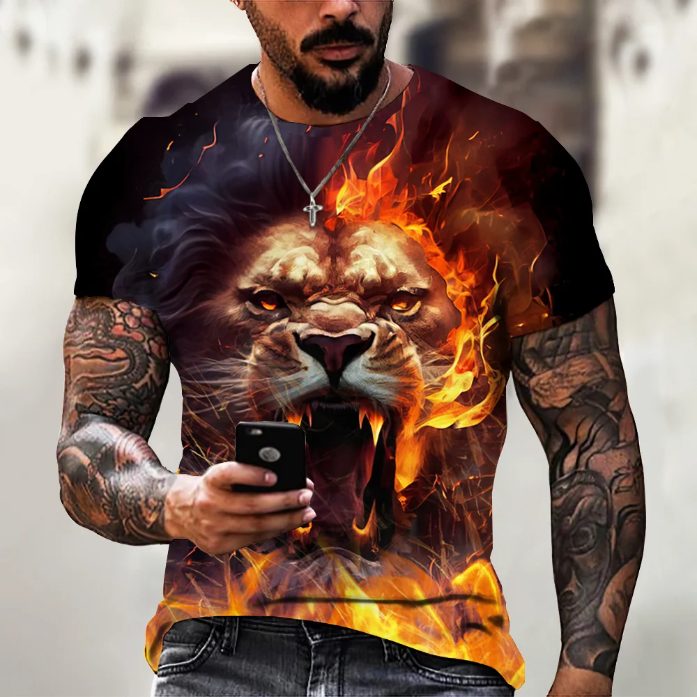 Tiger Fighting Animal Beast Fierce T-shirt 3d Print T Shirt Summer Men's Oversized new 2025 Short Sleeve Tops Tees Men's Designer Clothes